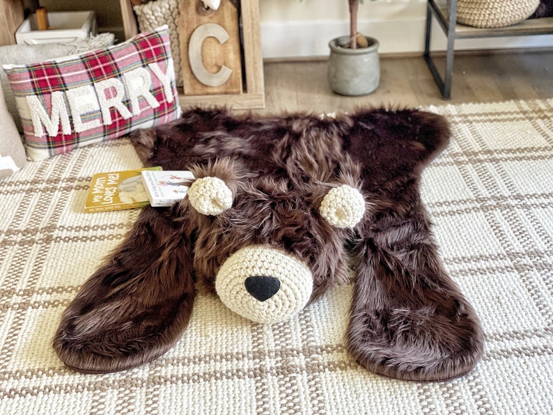Brown Grizzly Bear Rug, Woodland nursery decoration, mountain nursery decor, ClaraLoo image 6