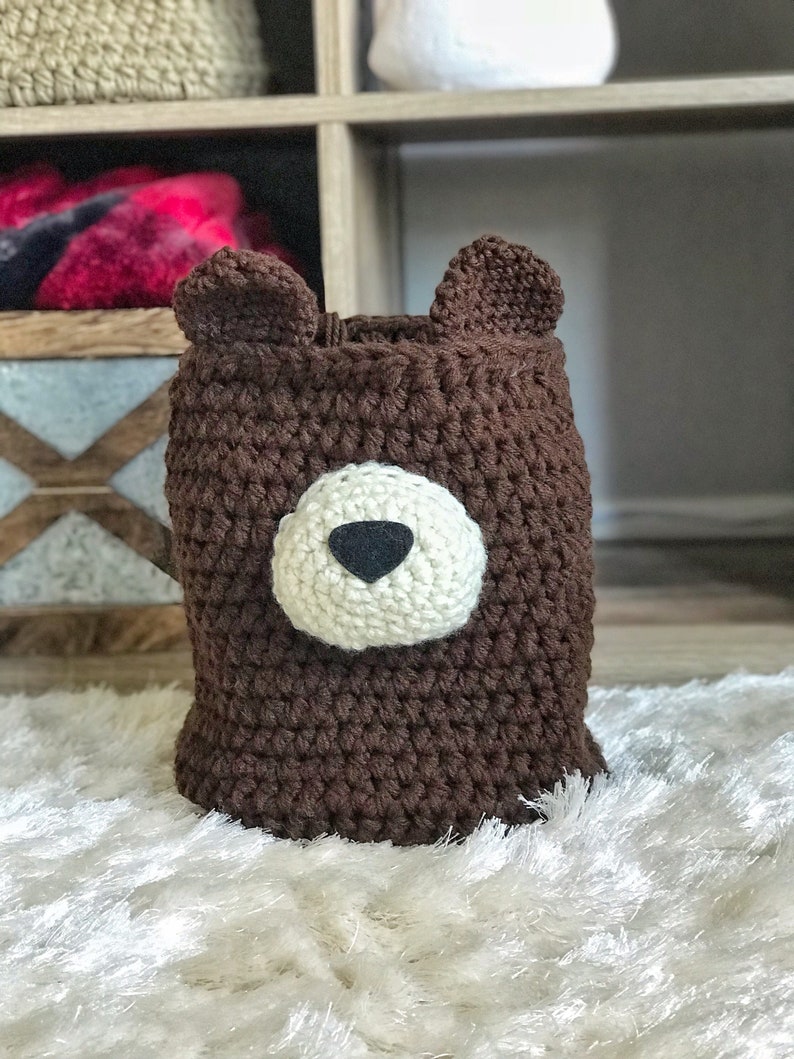 Brown Bear Basket Crochet Basket Nursery Decor ClaraLoo Etsy