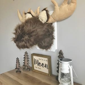 Moose head Wall Mount, Moose Nursery decor Woodland Nusery, Moose head stuffed, Mountain Nursery image 3