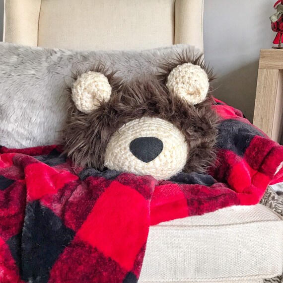 Bear Pillow Woodland Decor Pillow Decorative Nursery Pillow Etsy