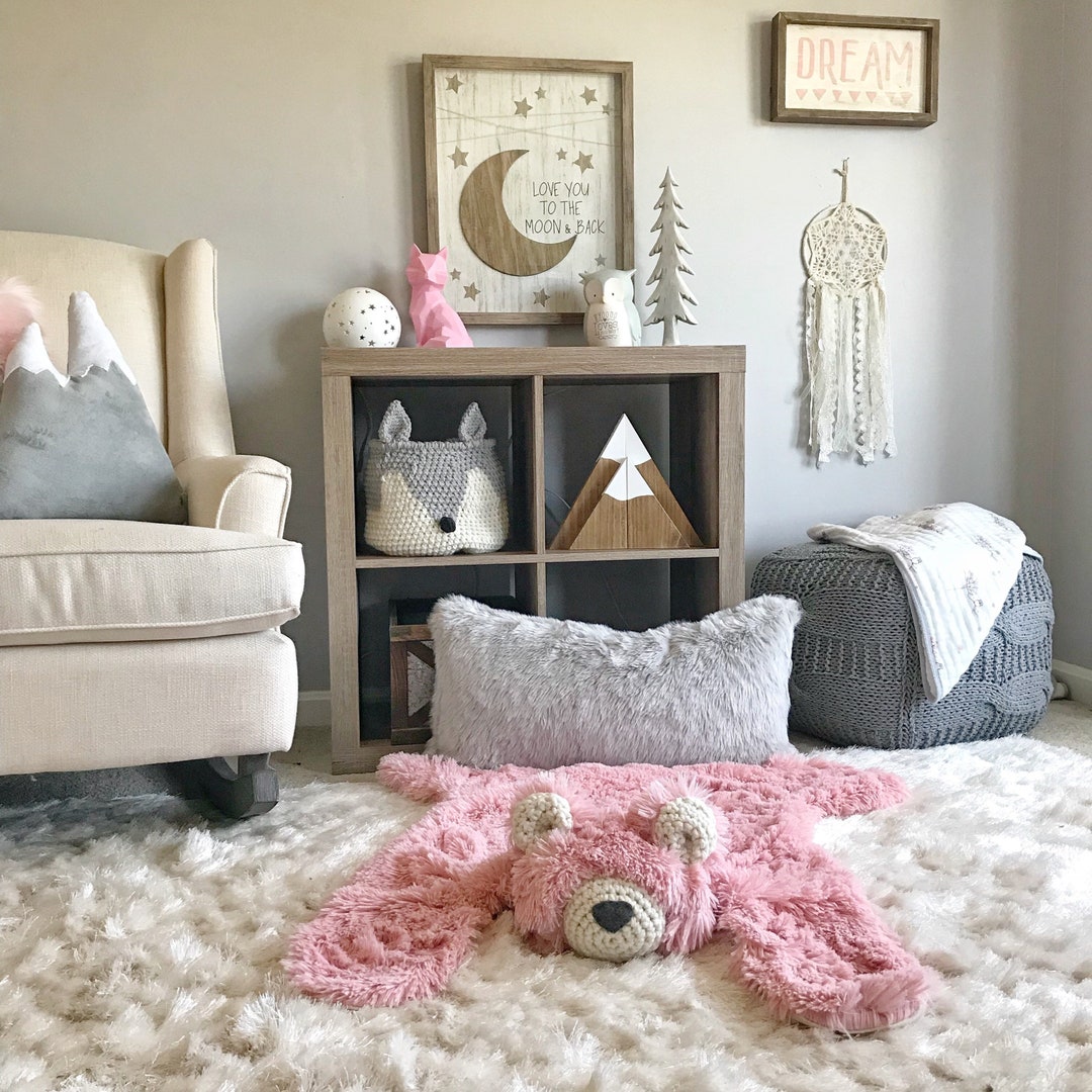 Small Size Pink Minky Bear Rug Woodland Animal Decor - Etsy