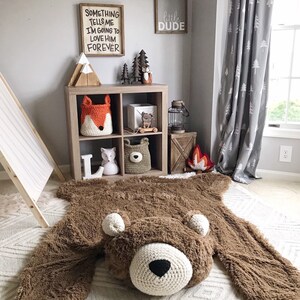 Bear Rug /Large Cappuccino Minky Faux Bear Rug / woodland nursery / Baby room decor / animal playmat image 5