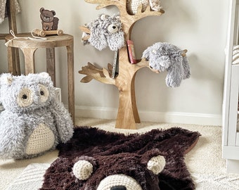 Woodland Nursery Decorative Bear Rug Chocolate Minky - Plush Bear Decor