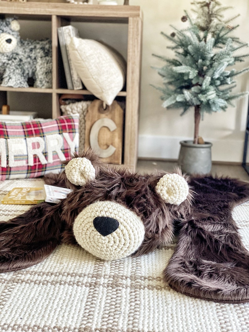 Brown Grizzly Bear Rug, Woodland kinderkamer decoratie, berg kinderkamer decor, ClaraLoo afbeelding 4