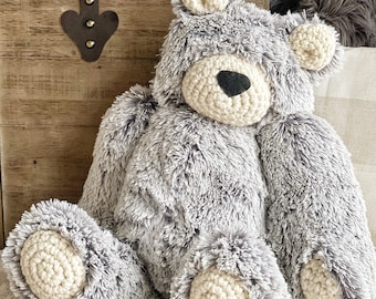 Grey Frosted Jointed Bear Plush - ClaraLoo