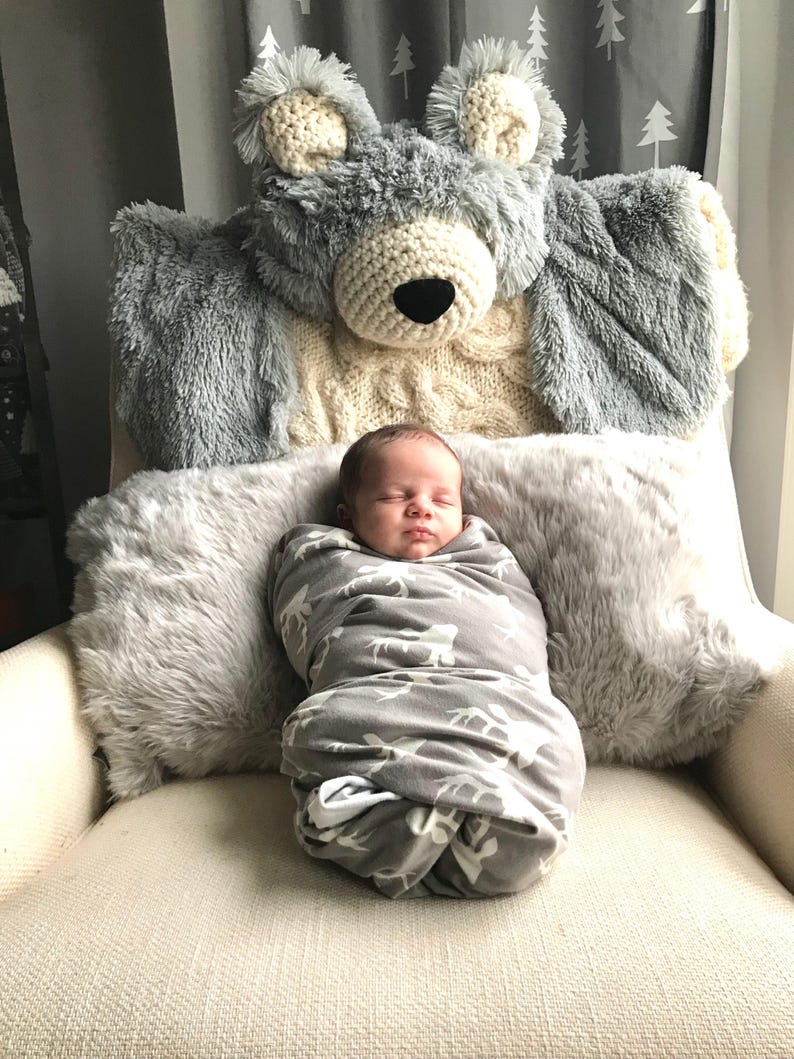 Bear rug nursery Regular Size Grey Minky mountain nursery Etsy