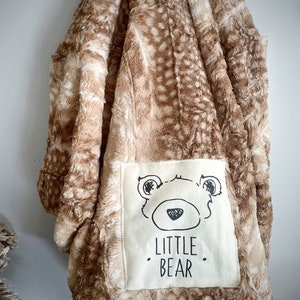 Brown Fawn Minky Little Bear Nursery Blanket ClaraLoo image 2