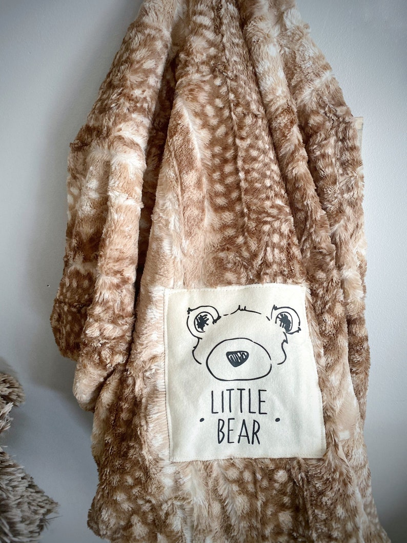 Brown Fawn Minky Little Bear Nursery Blanket ClaraLoo image 2