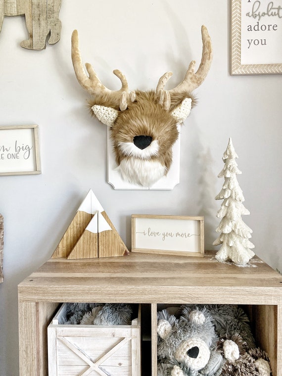 Plush Deer Wall Decor Faux Taxidermy Woodland Nursery by Claraloo