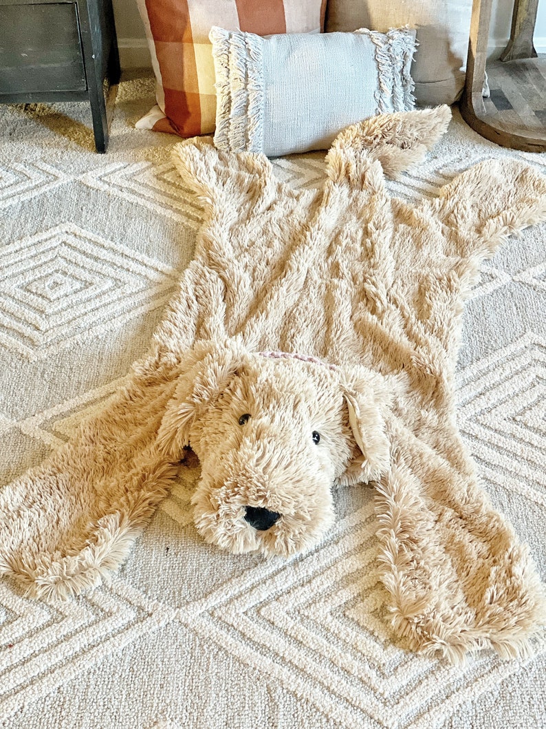Plush Dog Rug Golden retriever puppy rug for Kid room Puppy Nursery image 1