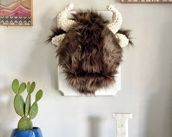 Faux Taxidermy Buffalo - Bison Plush Wall Mount | Woodland Nusery |  Mountain Nursery