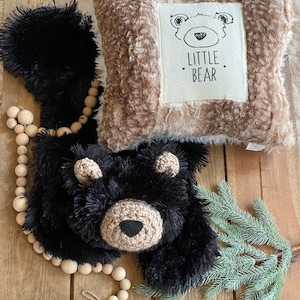 Black Bear Lovey  Plush Bear Nursery Decor, ClaraLoo