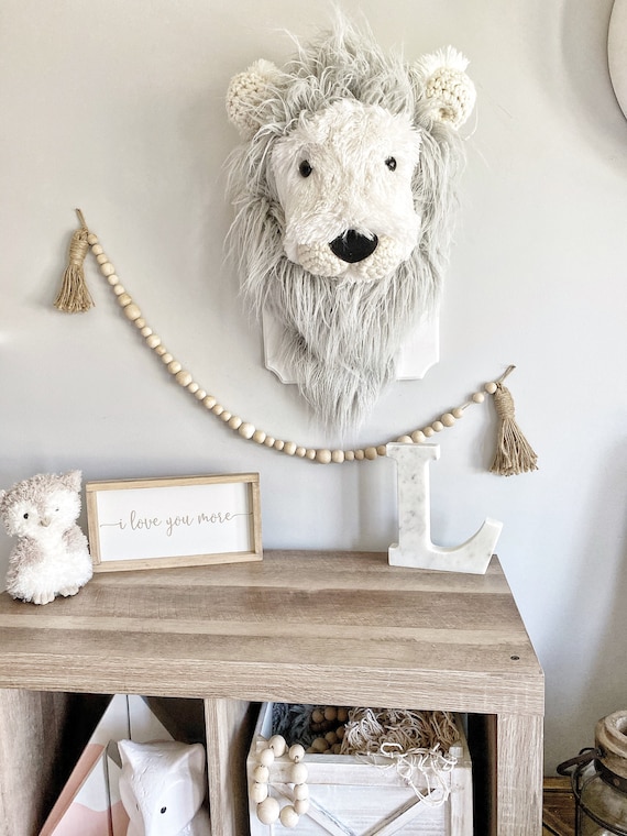 Kids Lion Plush Animal Head Wall Decor - Wild & Soft