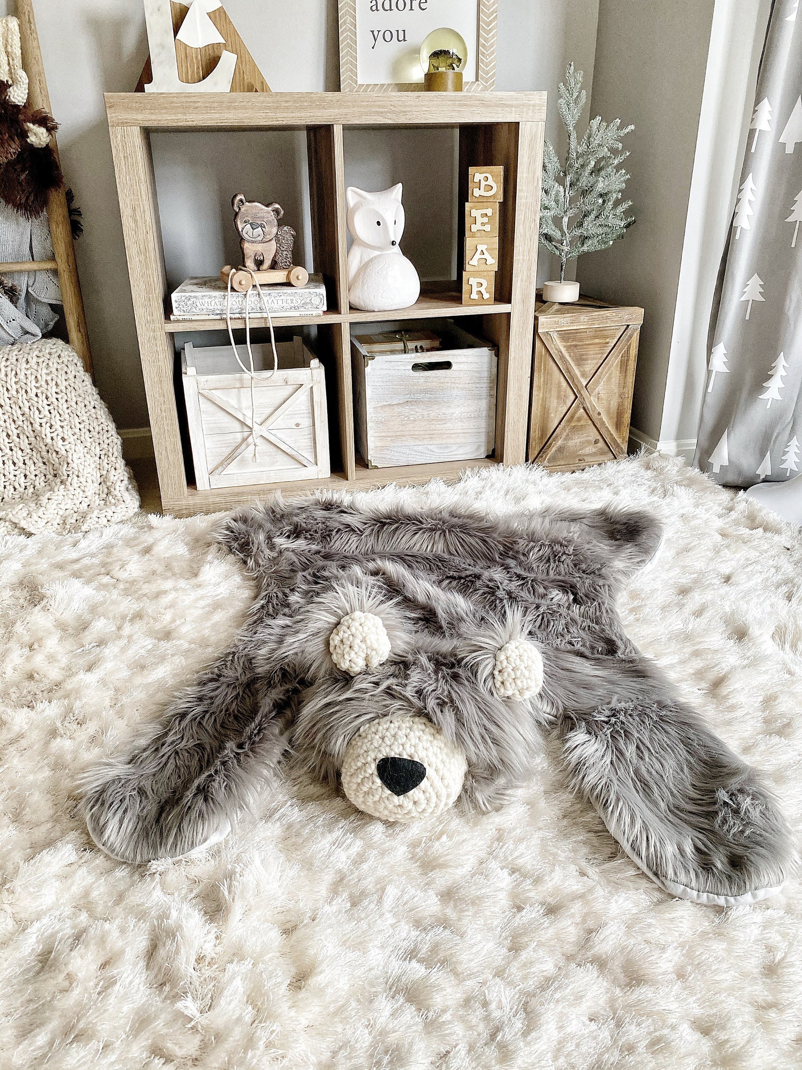 Small Grey Grizzly Bear Rug Woodland Nursery - Etsy Australia