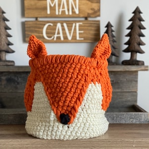 Orange Fox basket_Crochet Fox Nursery decor | ClaraLoo