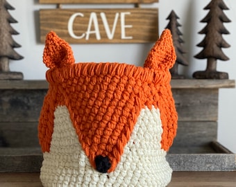 Orange Fox basket_Crochet Fox Nursery decor | ClaraLoo