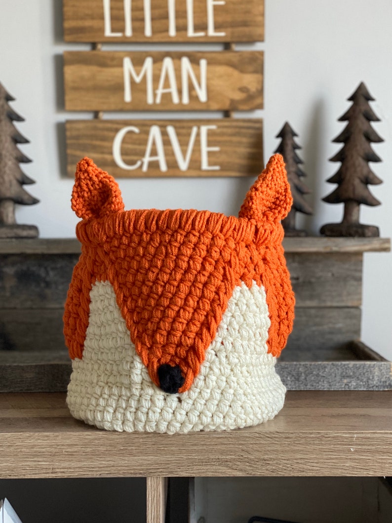 Orange Fox basket_Crochet Fox Nursery decor ClaraLoo image 1