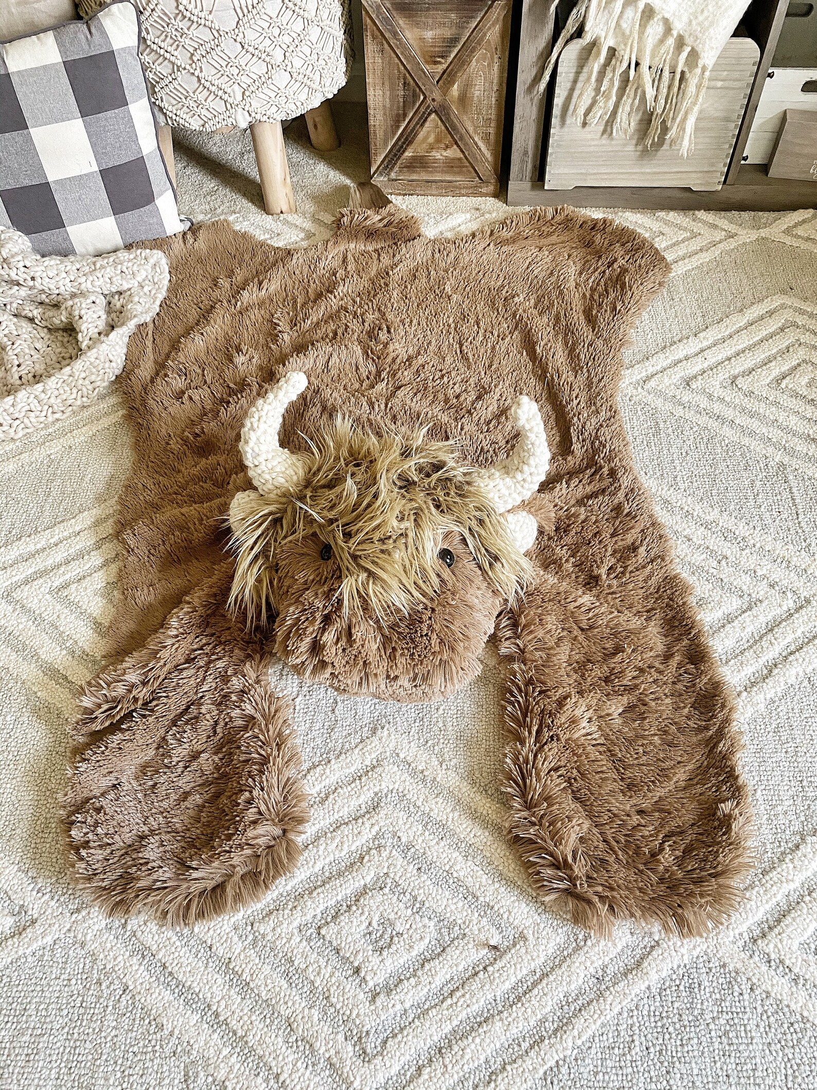 Highland Cow Plush Rug Claraloo Nursery Decor Etsy