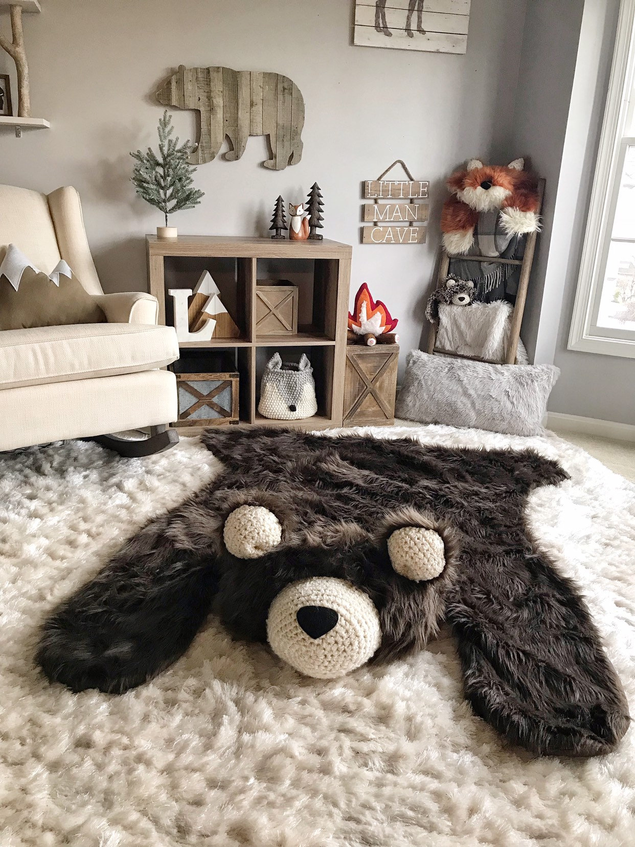 EXTRA LARGE Brown Grizzly Bear Rug Nursery Decor | Etsy