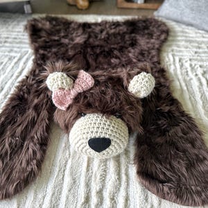 Brown Grizzly Bear Rug in Faux Fur for Woodland Nursery