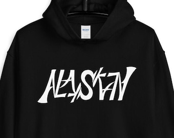 Alaskan Ambigram Hoodie for Alaska Hooded Sweatshirt Ambigram Design Gift for Alaskans