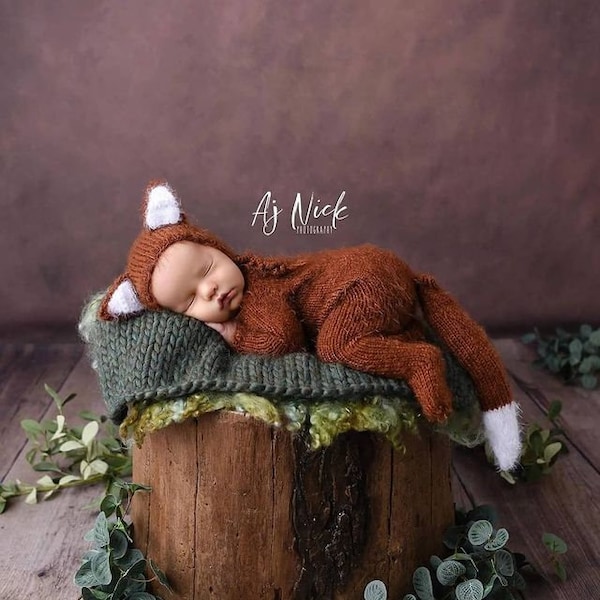 Newborn fox outfit, newborn fox, newborn photography props,