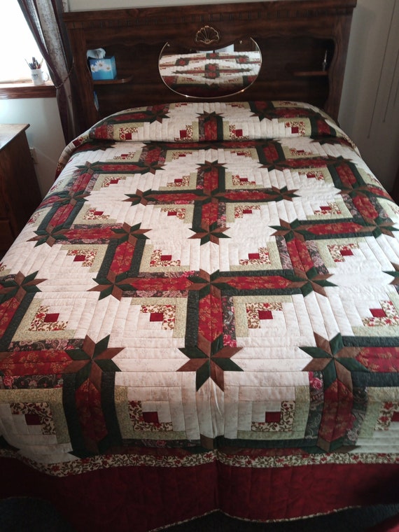 Pennsylvania Amish Colorado Log Cabin Quilt In Red Etsy