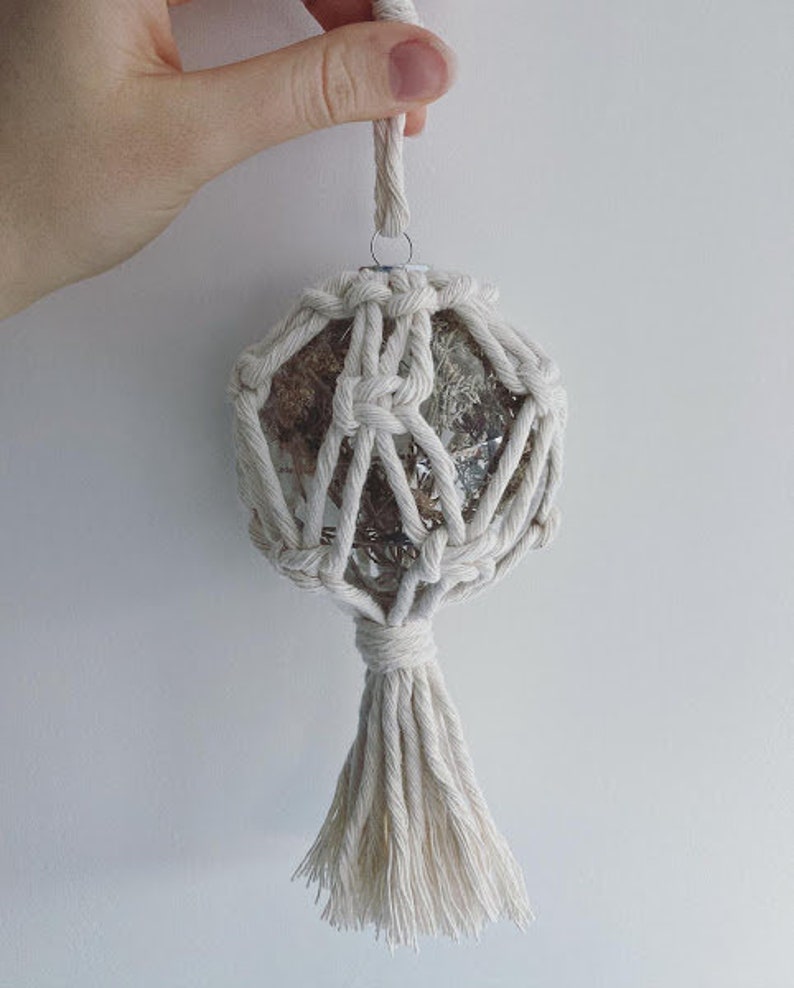 Macrame Glass Dried Flower Christmas Bauble Ornament image 3