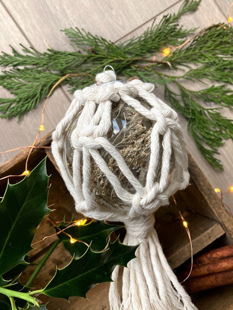 Macrame Glass Dried Flower Christmas Bauble Ornament image 5