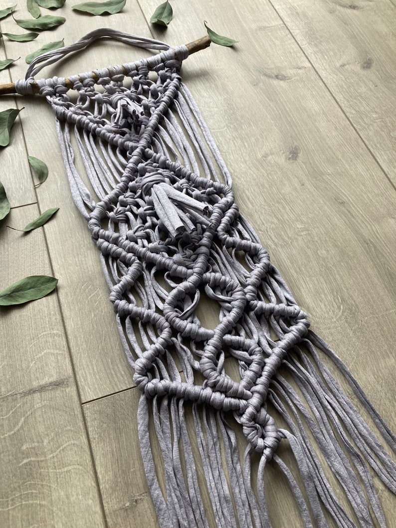 Grey Macrame / Medium Gray Macrame / Boho Grey Macrame / Grey Macrame Wall Decor image 8