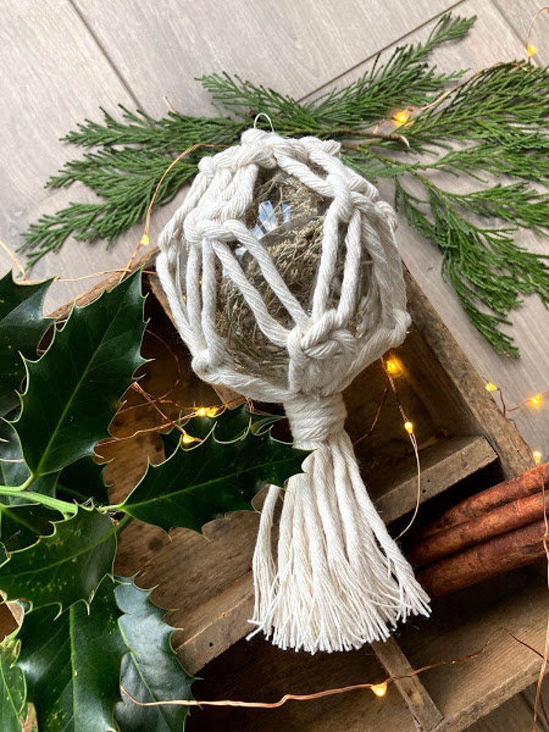 Macrame Glass Dried Flower Christmas Bauble Ornament image 2