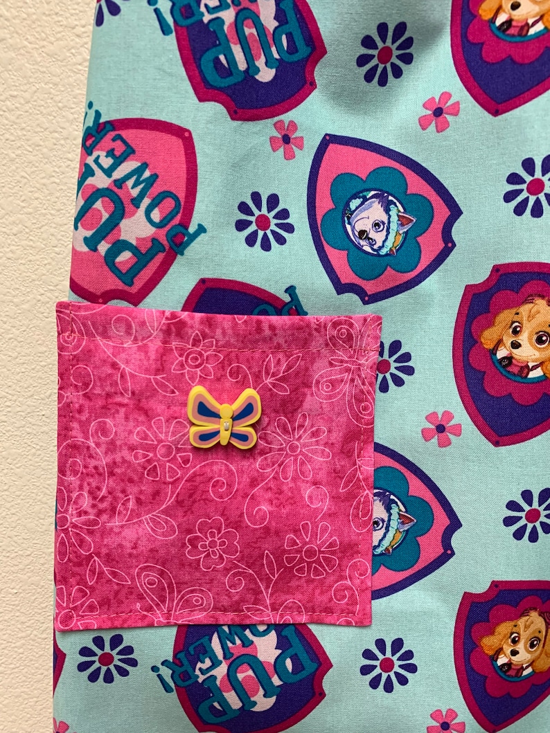 hats navy Girl/'s paw patrol apron goggles reversible Dots aqua Skye and Everest pink Hearts and flowers purple pocket lined