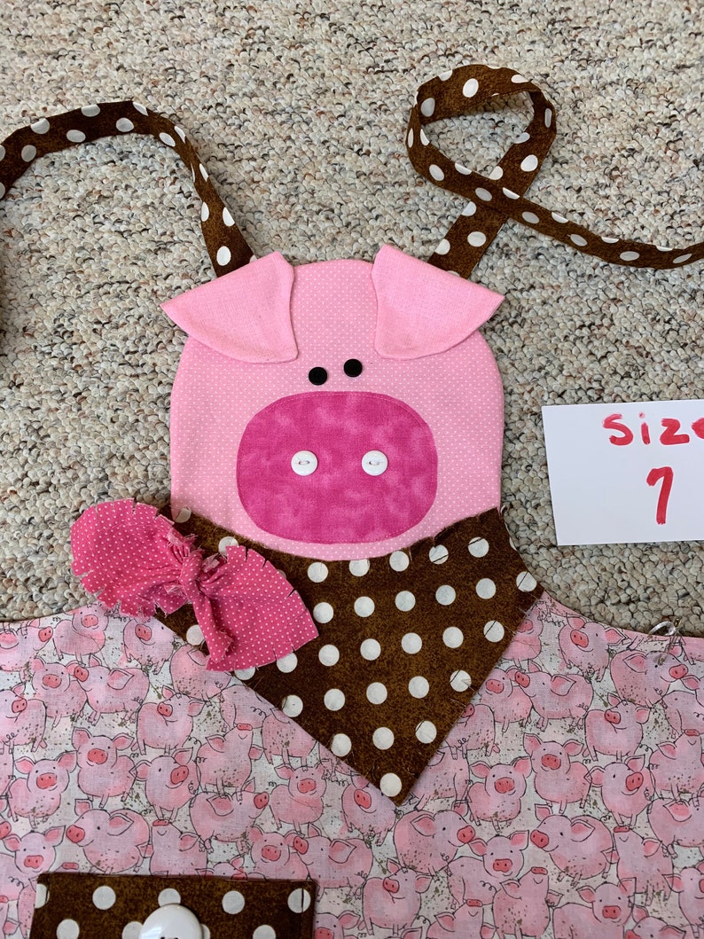 Pig girl's apron crazy pig apron animal face pink pigs Etsy