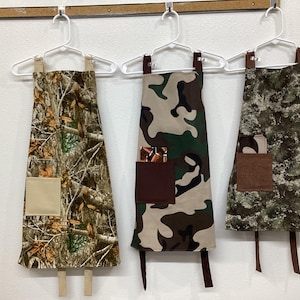 Camouflage Kids Apron: Reversible Cotton, Pocket, Free Gift-Bookmark