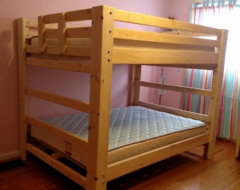 Full Over Full Bunk Bed - Unique Bedroom Bunk Bed Set Solid Wood Furniture