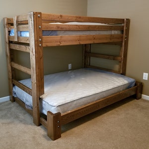 Twin Over Full Bunk Bed Unique Bedroom Bunk Bed Set Solid Wood Furniture Etsy