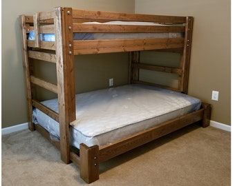 Twin Over Full Bunk Bed - Unique Bedroom Bunk Bed Set Solid Wood Furniture