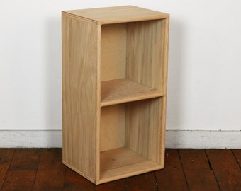 OAK Two Cube Wood Bookshelf Finished/Unfinished Modern Apartment Minimalist Storage Furniture