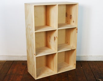 PINE 2x3 Cube Shelf Record Storage Bookcase Finished/Unfinished Modern Minimalist Wood Furniture