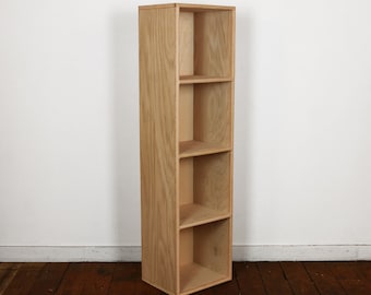OAK Four Cube Wood Bookshelf Finished/Unfinished Modern Apartment Minimalist Storage Furniture