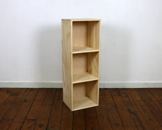 Pine Three Cube Vinyl Bookshelf Finished Unfinished Modern Etsy