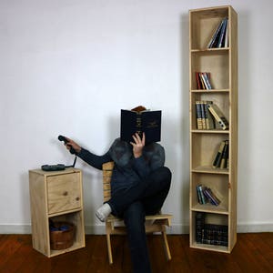 PINE Six Cube Wood Bookshelf Finished/Unfinished Modern Apartment Minimalist Storage Furniture image 2
