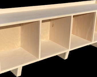 Birch Four Cube Bench/Entertainment Center Finished/Unfinished Modern Minimalist Vinyl Storage Furniture