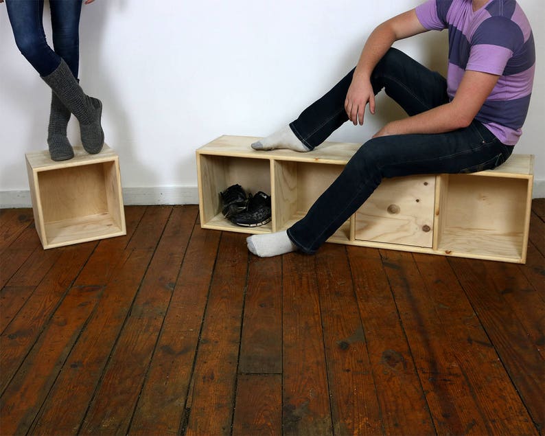 PINE Six Cube Wood Bookshelf Finished/Unfinished Modern Apartment Minimalist Storage Furniture image 4