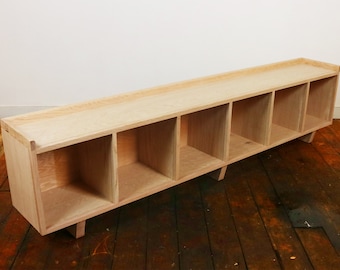 OAK Six Cube Bench/Entertainment Center Finished/Unfinished Modern Minimalist Wood Storage Furniture