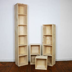 PINE Cube Bookshelf Finished/Unfinished Modern Apartment Minimalist Storage Furniture image 6