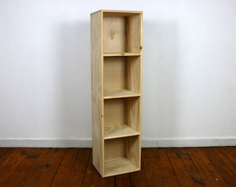 PINE Four Cube Wood Bookshelf Finished/Unfinished Modern Apartment Minimalist Storage Furniture