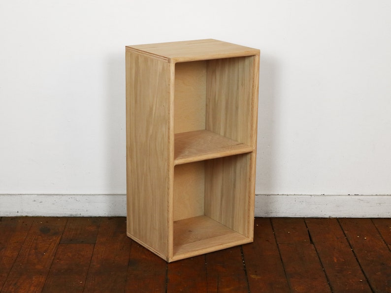 OAK Two Cube Wood Bookshelf Finished/Unfinished Modern Apartment Minimalist Storage Furniture imagem 1