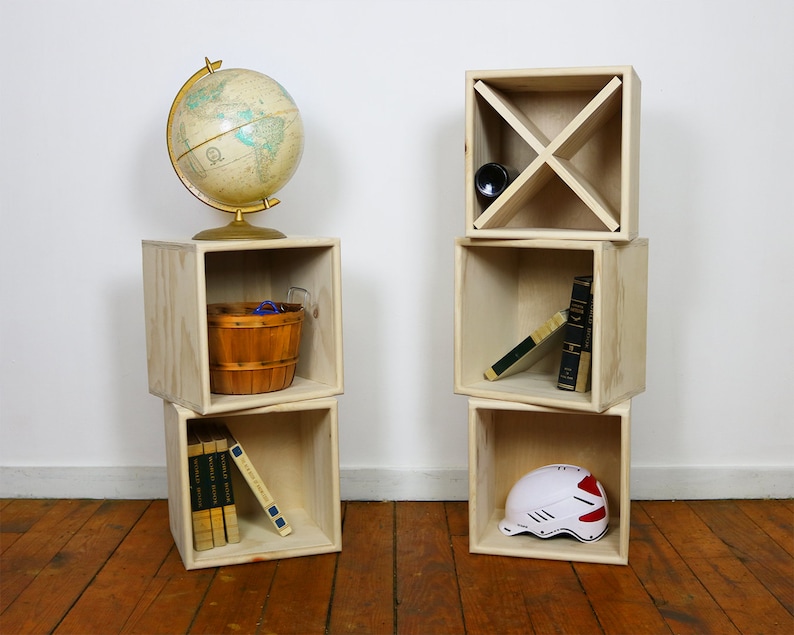 PINE Cube Bookshelf Finished/Unfinished Modern Apartment Minimalist Storage Furniture imagem 3