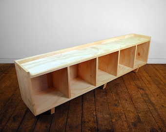 PINE Five Cube Bench/Entertainment Center Finished/Unfinished Modern Minimalist Wood Storage Furniture